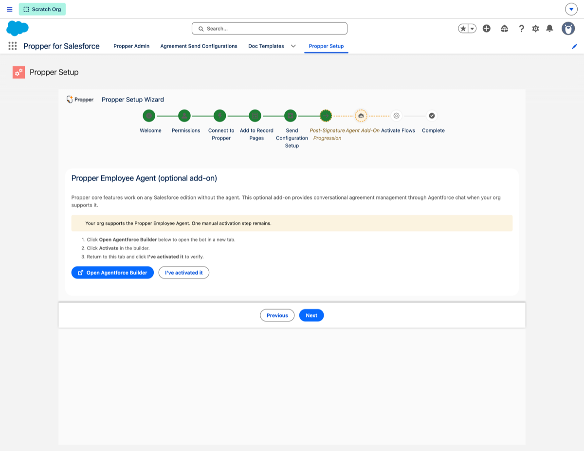 Setup Wizard, Agent add-on step